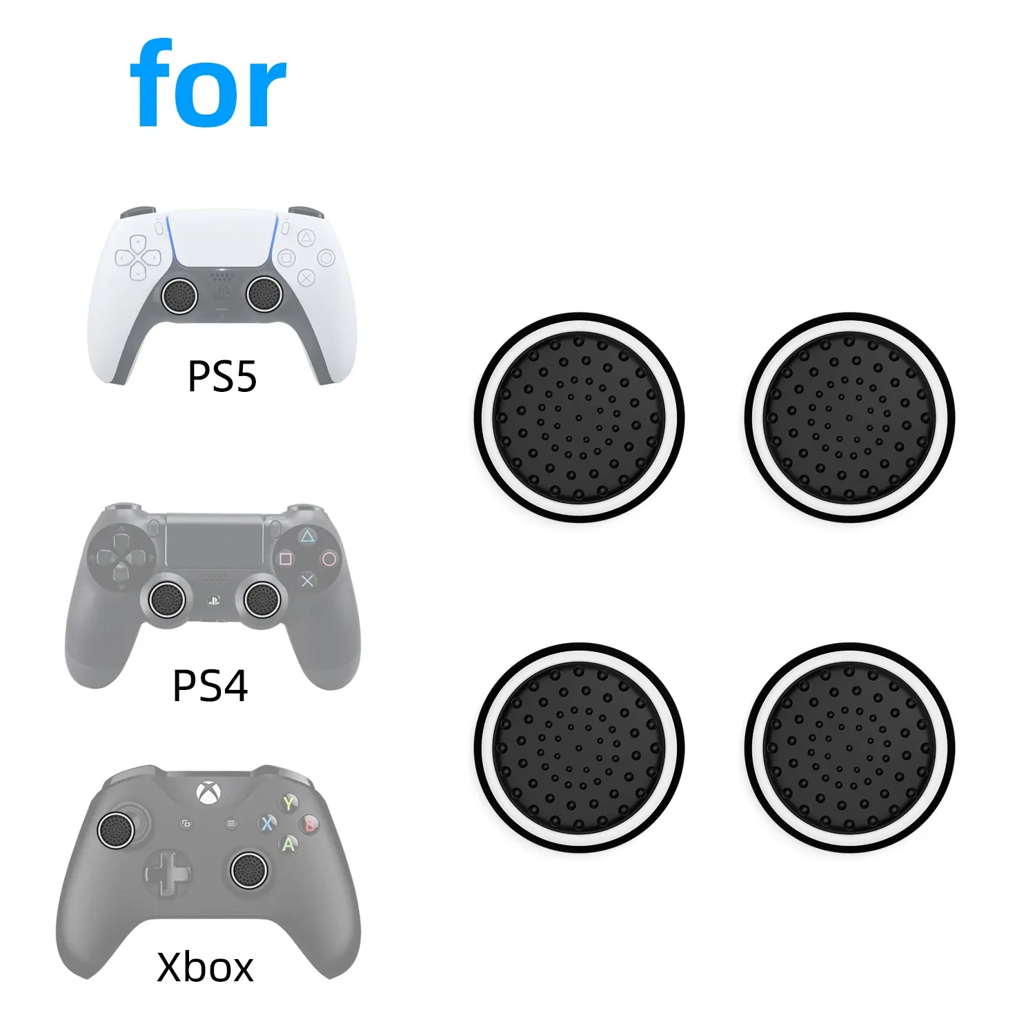 Capuchons lumineux pour joysticks analogiques, lot de 4, compatibles PS5, PS4, Xbox 360, Xbox One, Series X et Switch Pro, accessoire de protection pour manette 6