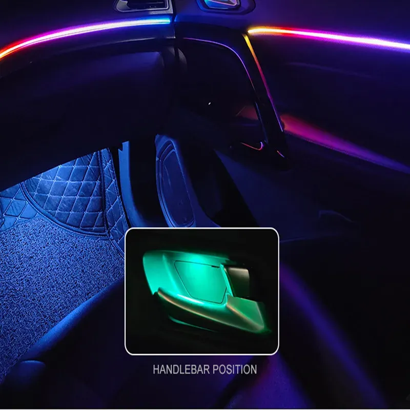 Éclairage d'ambiance LED RVB pour habitacle de voiture, 64 couleurs, guide de lumière acrylique, kit universel 2