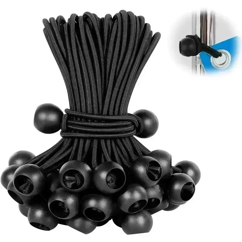 Bâches à boule élastique en toile, lot de 10, attaches pour mât de drapeau, embouts de cordon, cordon élastique en dentelle, poteau de bateau fixe, accessoires de tente de camping 2