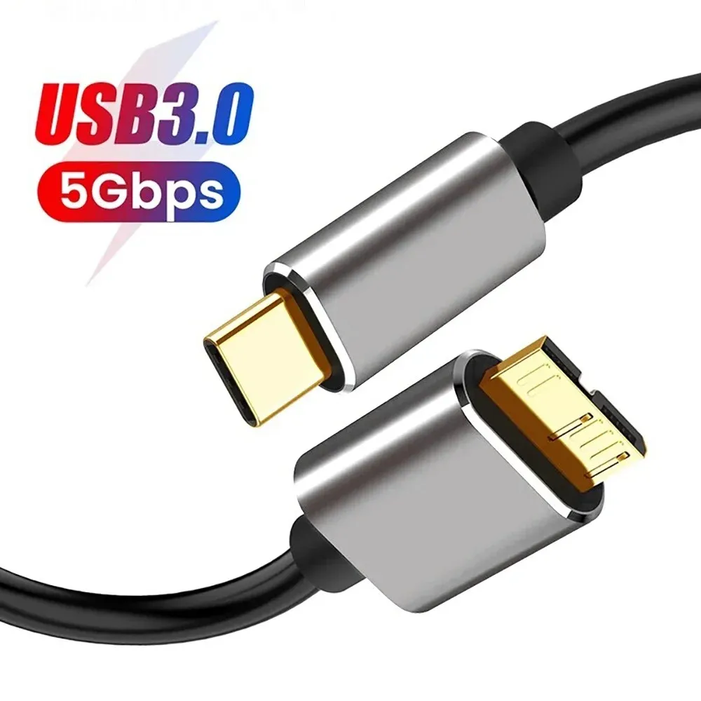 Câble USB 3.0 Type-C vers Micro-B mâle pour disque dur externe, compatible Toshiba, Seagate, WD et Lenovo 1