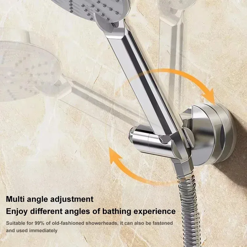 Support de pommeau de douche 360° réglable, auto-adhésif, à ventouse, accessoires de salle de bain 3