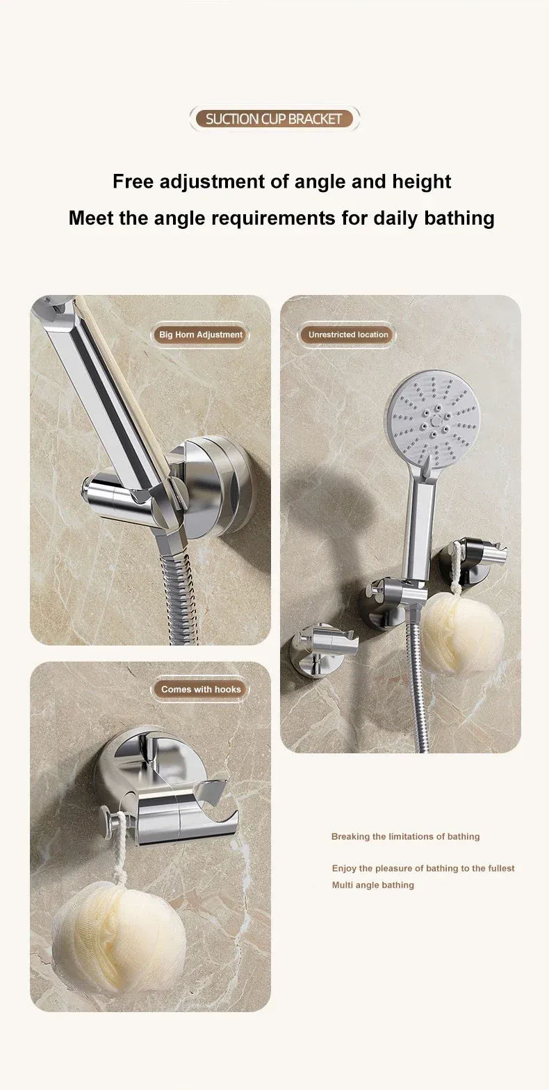 Support de douche fixé sur paroi en verre