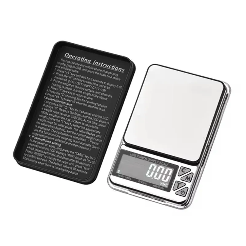 Balance numérique de précision pour bijoux, 1000 g / 0,01 g, avec comptage de pierres précieuses et port USB 5