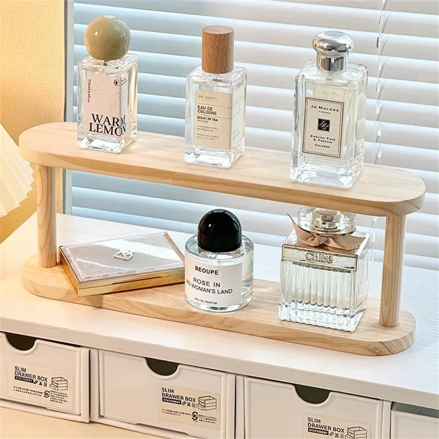 Étagère en bois à 3 niveaux pour parfums et figurines 4