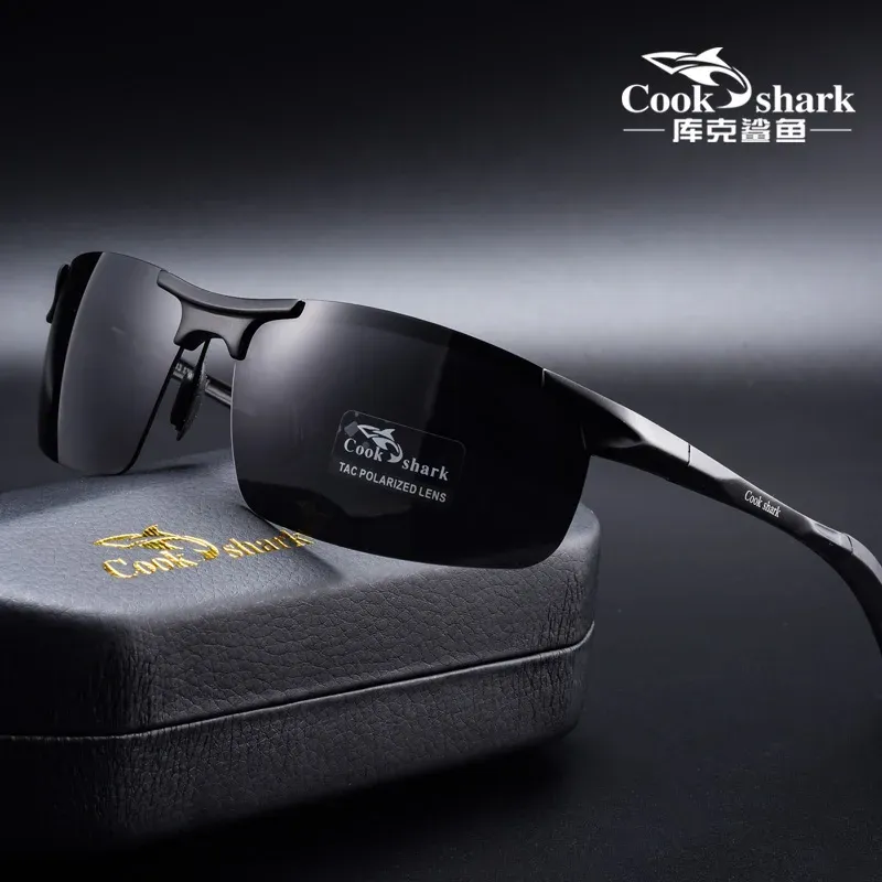 Lunettes de soleil Cook Shark pour hommes en aluminium et magnésium, polarisées HD, verres colorés pour la conduite 3