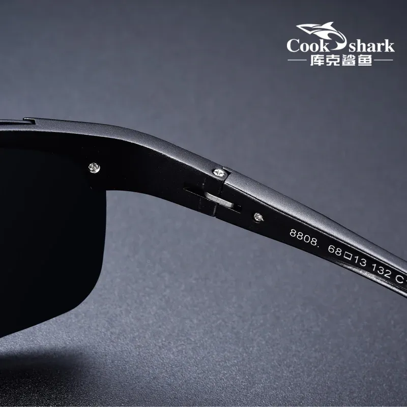 Lunettes de soleil Cook Shark pour hommes en aluminium et magnésium, polarisées HD, verres colorés pour la conduite 5