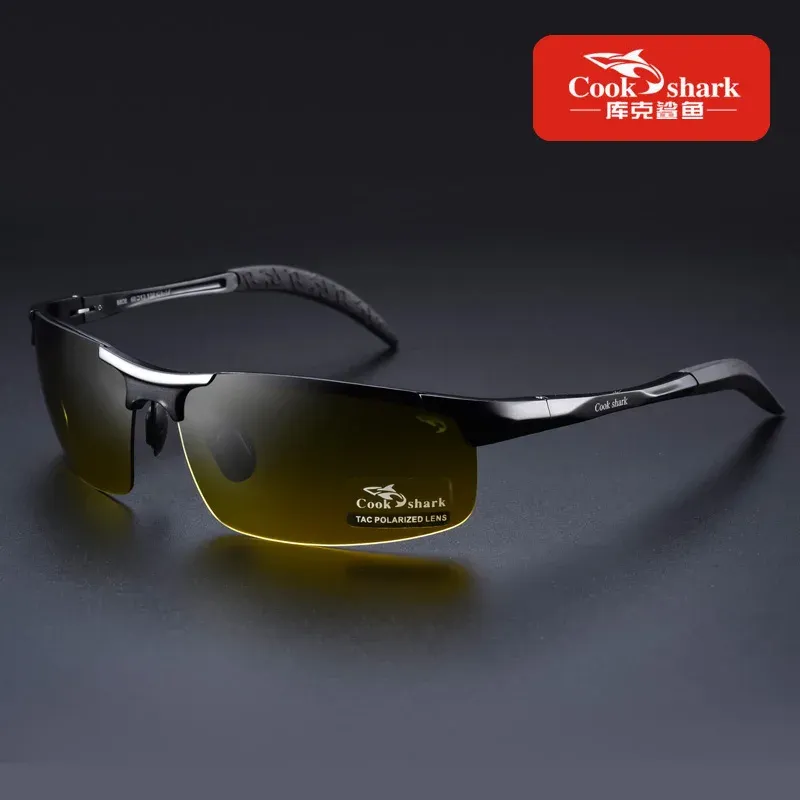 Lunettes de soleil Cook Shark pour hommes en aluminium et magnésium, polarisées HD, verres colorés pour la conduite 16