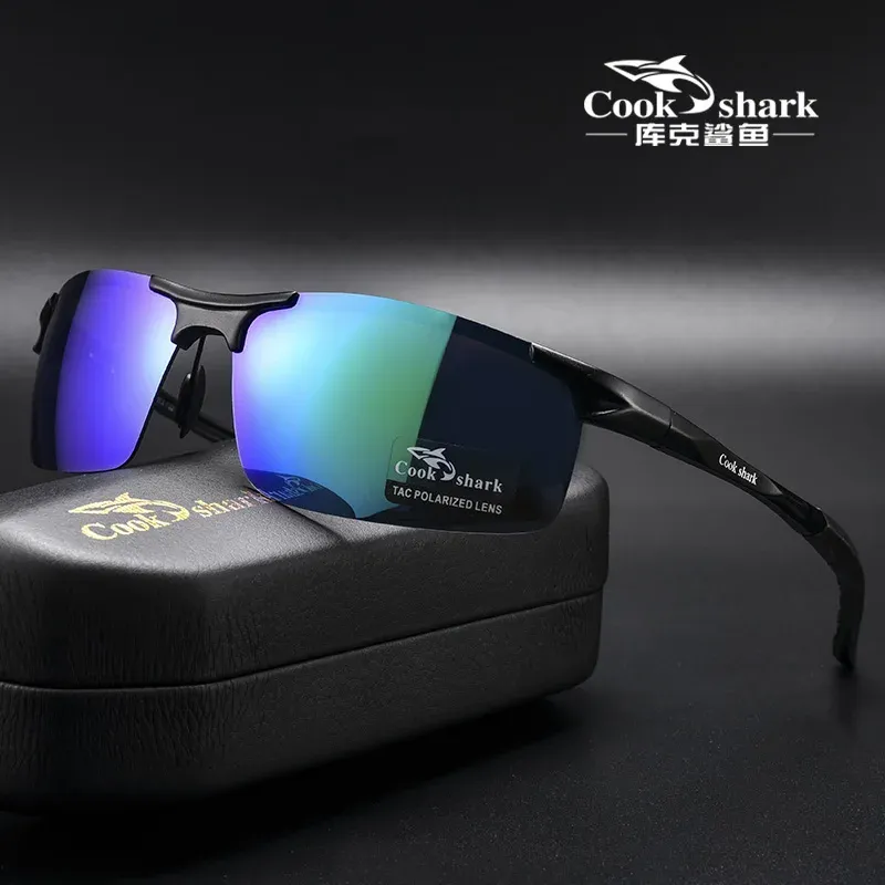 Lunettes de soleil Cook Shark pour hommes en aluminium et magnésium, polarisées HD, verres colorés pour la conduite 9