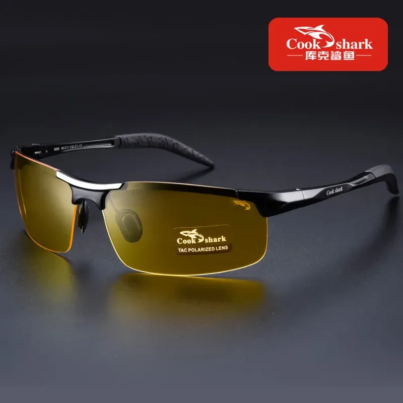 Lunettes de soleil Cook Shark pour hommes en aluminium et magnésium, polarisées HD, verres colorés pour la conduite 10