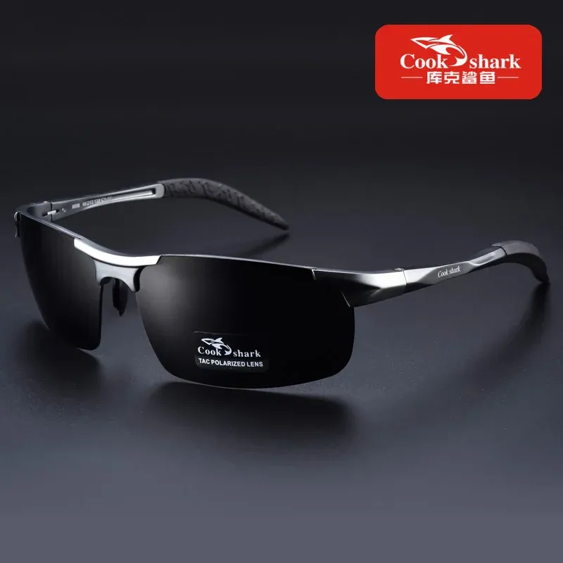 Lunettes de soleil Cook Shark pour hommes en aluminium et magnésium, polarisées HD, verres colorés pour la conduite 8