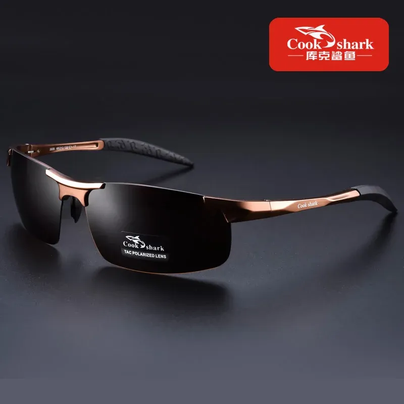 Lunettes de soleil Cook Shark pour hommes en aluminium et magnésium, polarisées HD, verres colorés pour la conduite 13