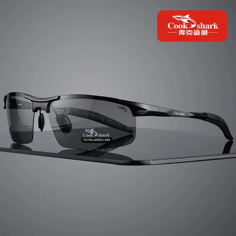 Lunettes de soleil Cook Shark pour hommes en aluminium et magnésium, polarisées HD, verres colorés pour la conduite 11