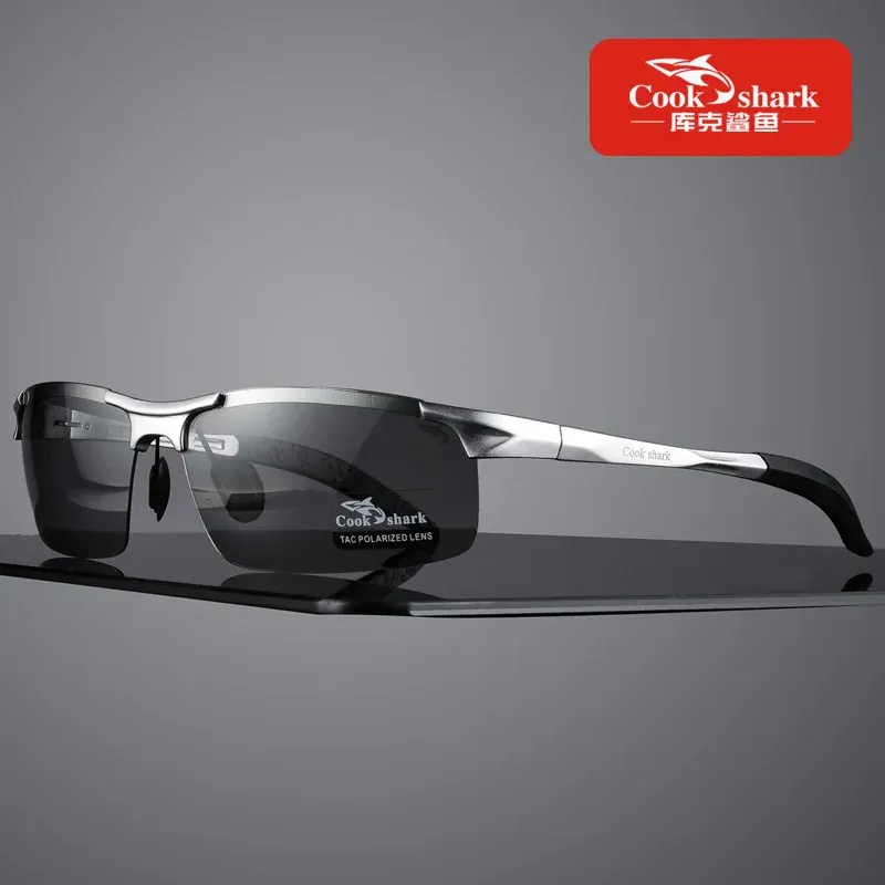 Lunettes de soleil Cook Shark pour hommes en aluminium et magnésium, polarisées HD, verres colorés pour la conduite 15