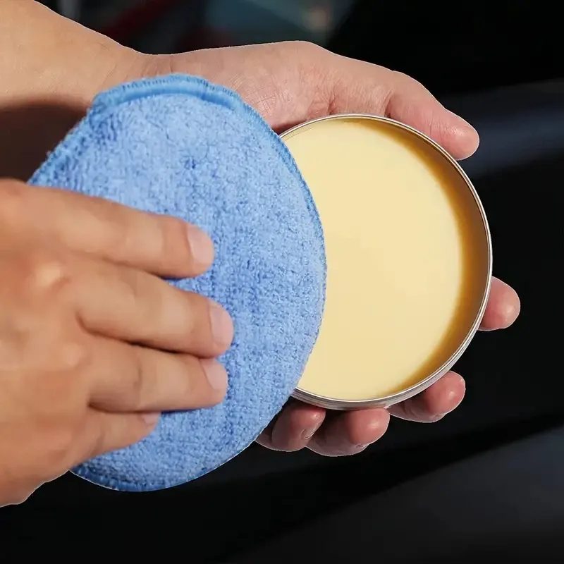 Tampons éponge applicateurs de cire en microfibre bleue