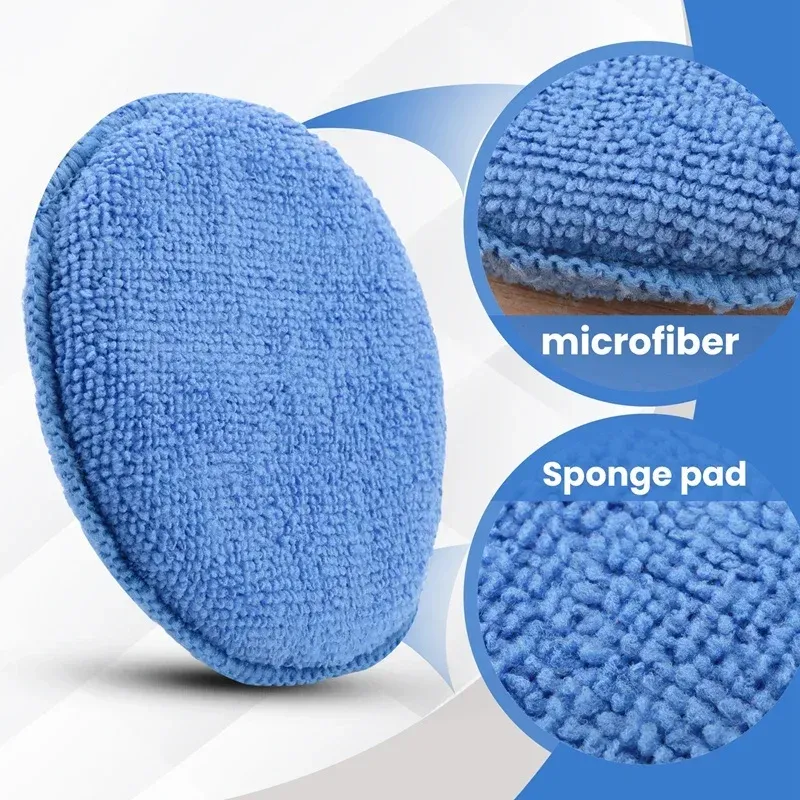 Détail des tampons applicateurs en microfibre bleue