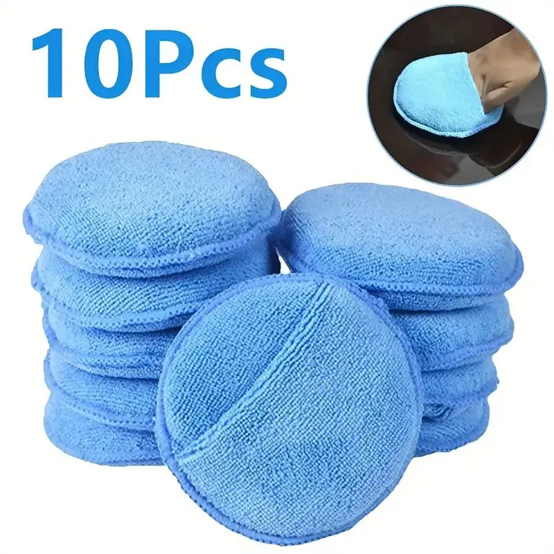 Tampons applicateurs en microfibre bleue de 5 pouces, lot de 10, ultra doux et non pelucheux, idéal pour le nettoyage et le polissage des détails de voiture 8