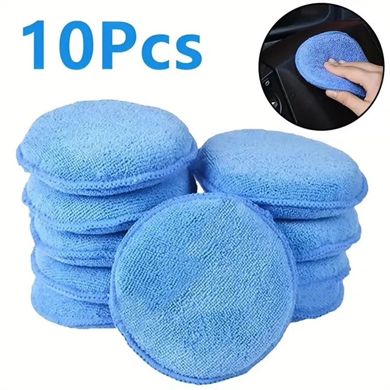 Tampons applicateurs en microfibre bleue de 5 pouces, lot de 10, ultra doux et non pelucheux, idéal pour le nettoyage et le polissage des détails de voiture 7