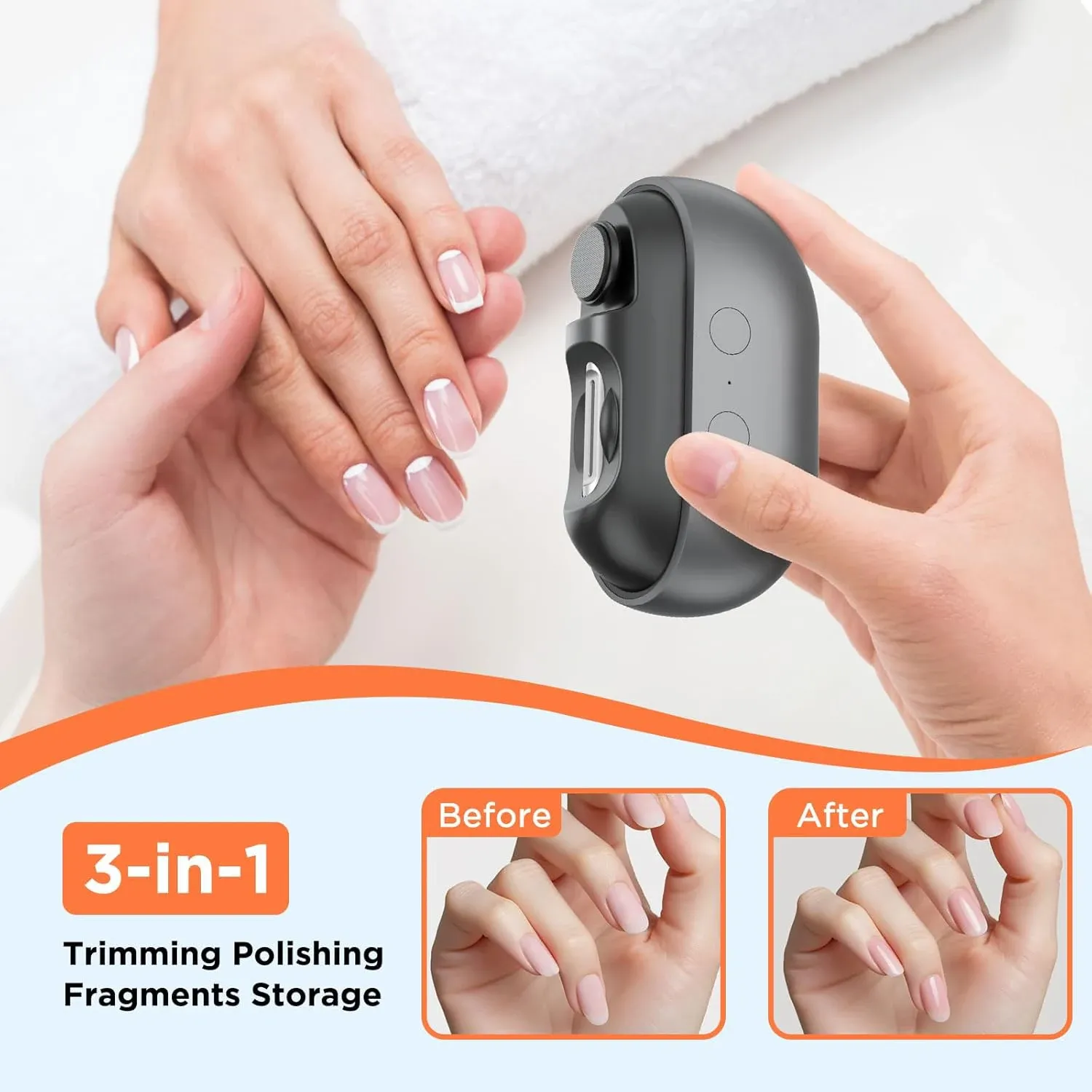 Coupe-ongles électrique portable avec lime et polisseuse, rechargeable 5