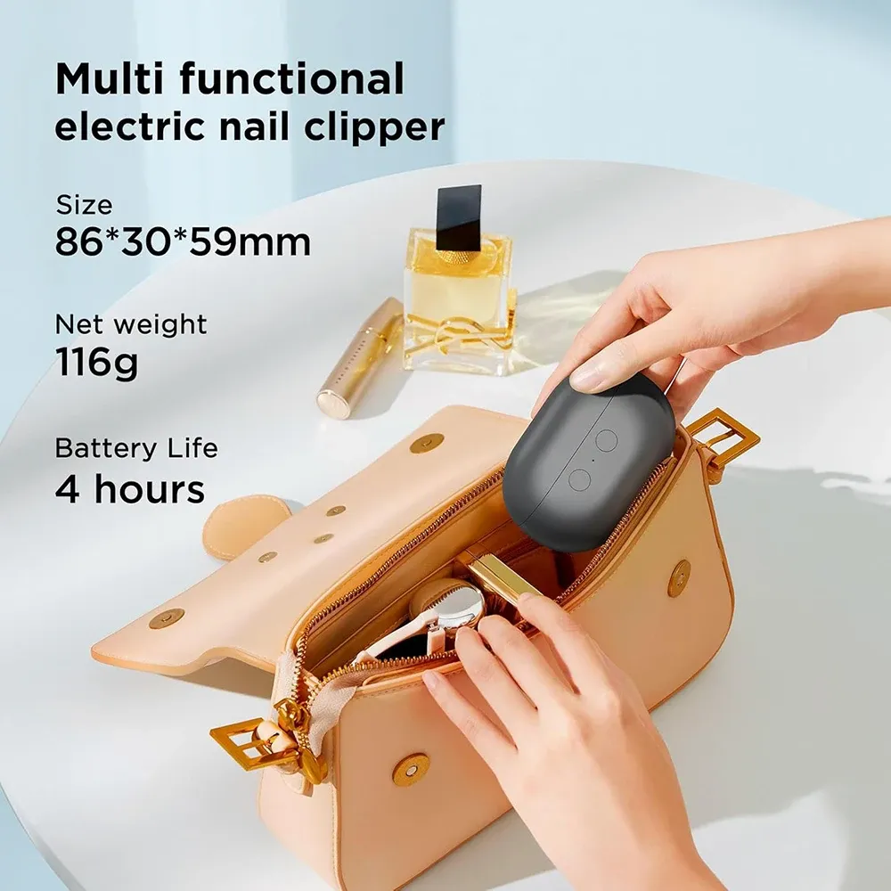Coupe-ongles électrique portable avec lime et polisseuse, rechargeable 6
