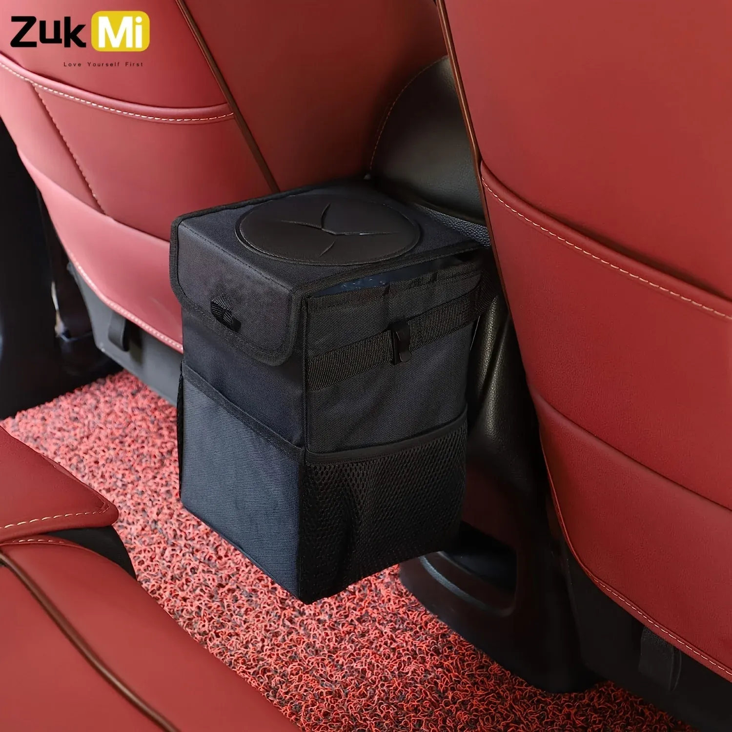 Poubelle de voiture avec couvercle étanche, organisateur de véhicule pliable et sac de rangement, accessoire auto