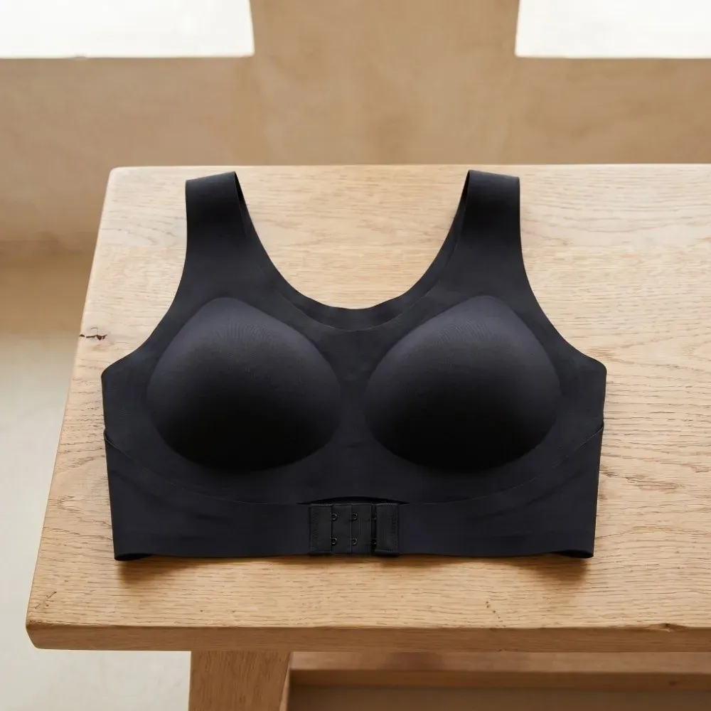 Soutien-gorge correcteur de posture sans couture, push-up, dos croisé, sans armatures, à fermeture avant pour femme 3