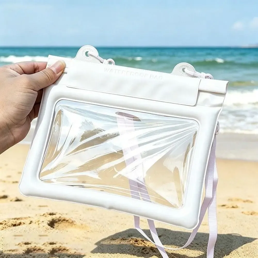 Sac de plage étanche en PVC grande capacité avec pochette tactile pour téléphone, bandoulière réglable et effet flottant 4