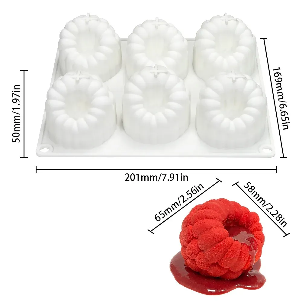 Moule en silicone de qualité alimentaire en forme de framboise, 6 cavités, réutilisable, résistant à la chaleur, sans BPA 7