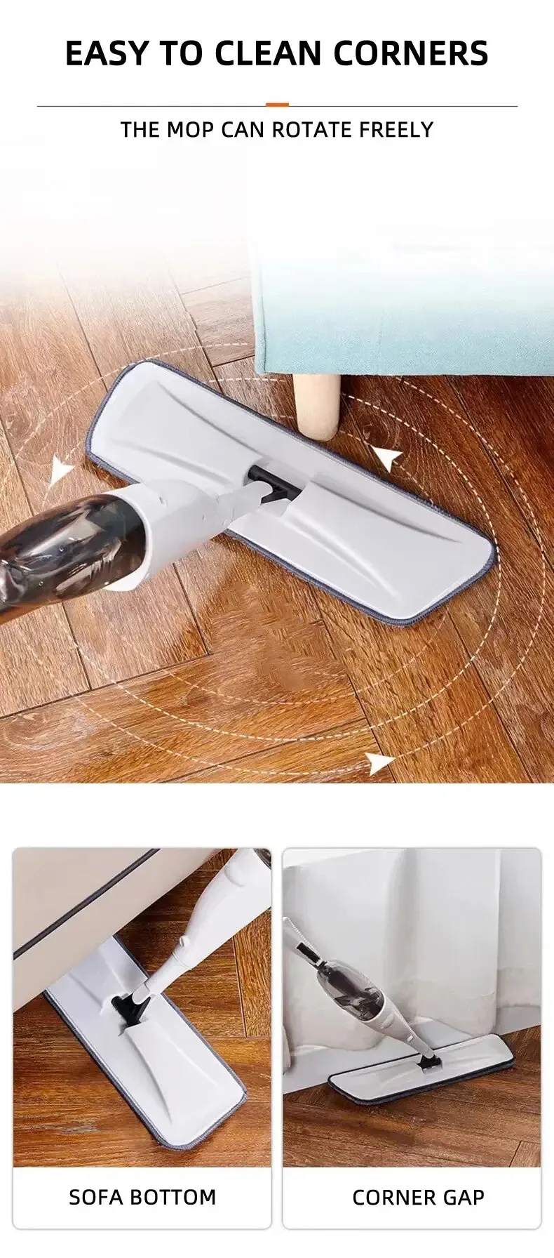 Balai à vapeur rotatif avec tampon microfibre