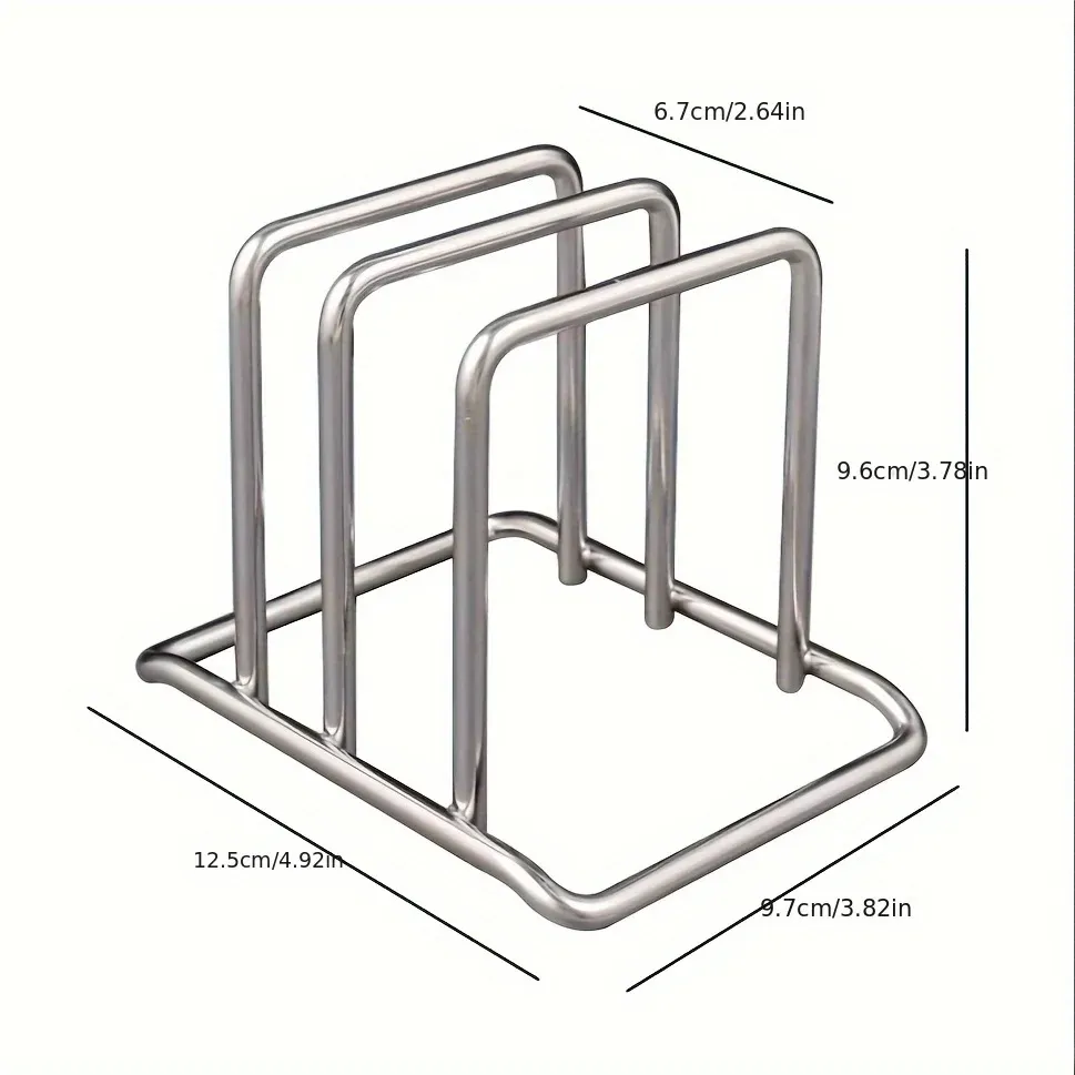 Couvercle de pot en acier inoxydable, organisateur de planche à découper peu encombrant, support de comptoir robuste, organisateur de cuisine 1 pièce 2