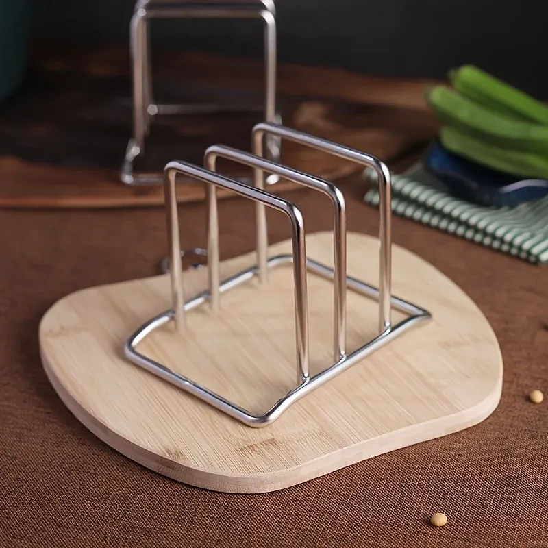 Couvercle de pot en acier inoxydable, organisateur de planche à découper peu encombrant, support de comptoir robuste, organisateur de cuisine 1 pièce 5