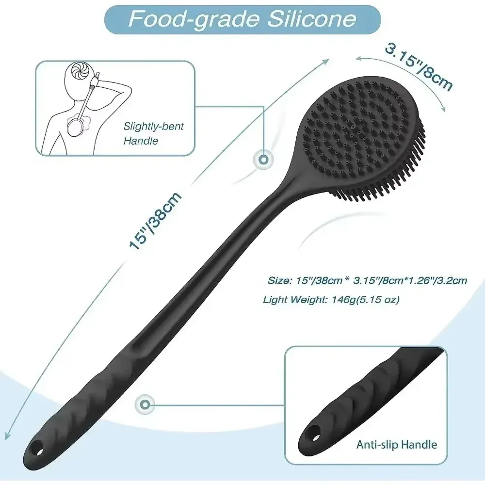 Brosse exfoliante en silicone avec poignée pour le dos et le corps 4