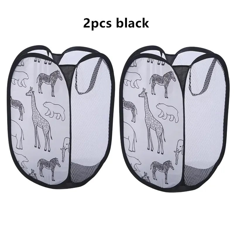 Panier à linge pliable en forme de dessin animé, grande capacité, sac en maille de nylon pour rangement des jouets et vêtements, lot de 2 9