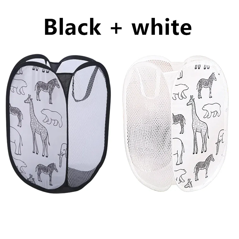 Panier à linge pliable en forme de dessin animé, grande capacité, sac en maille de nylon pour rangement des jouets et vêtements, lot de 2 7