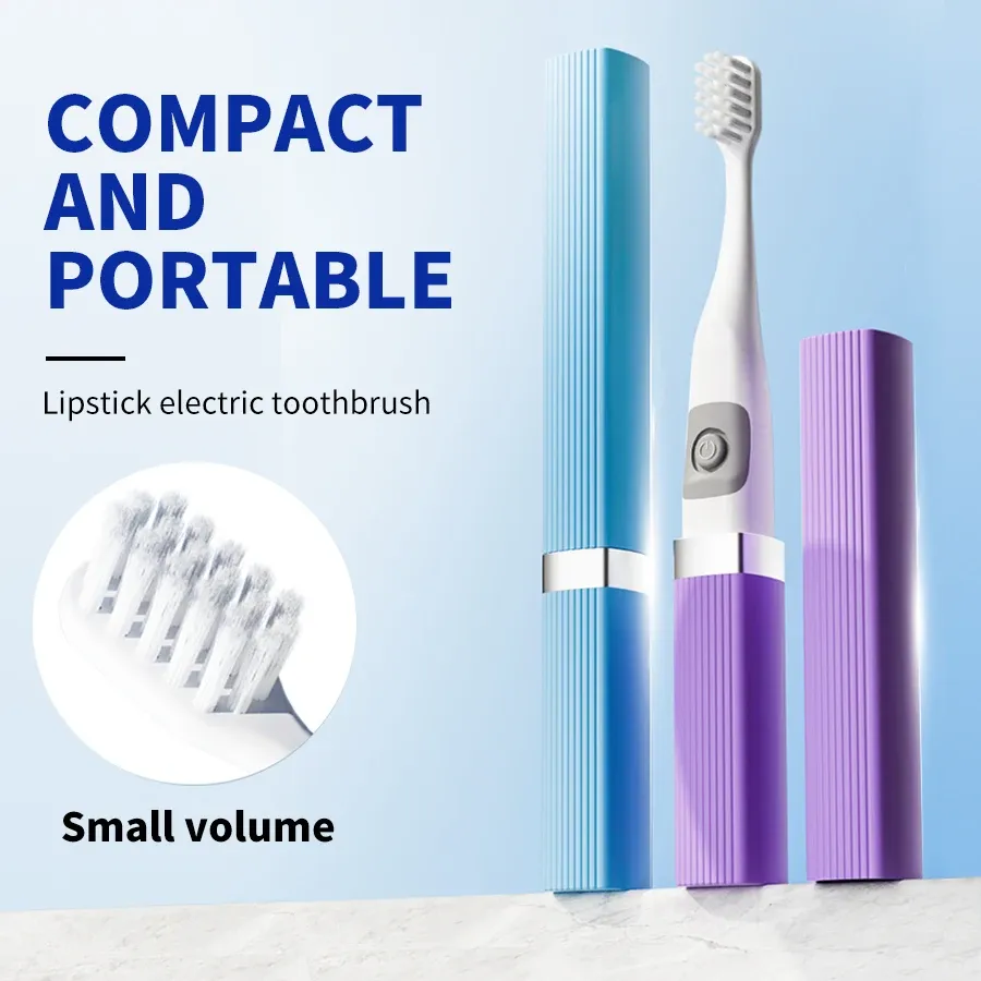 Brosse à dents électrique intelligente compacte et portable, tête ovale, nettoyage en profondeur, étanche IPX7, design moderne