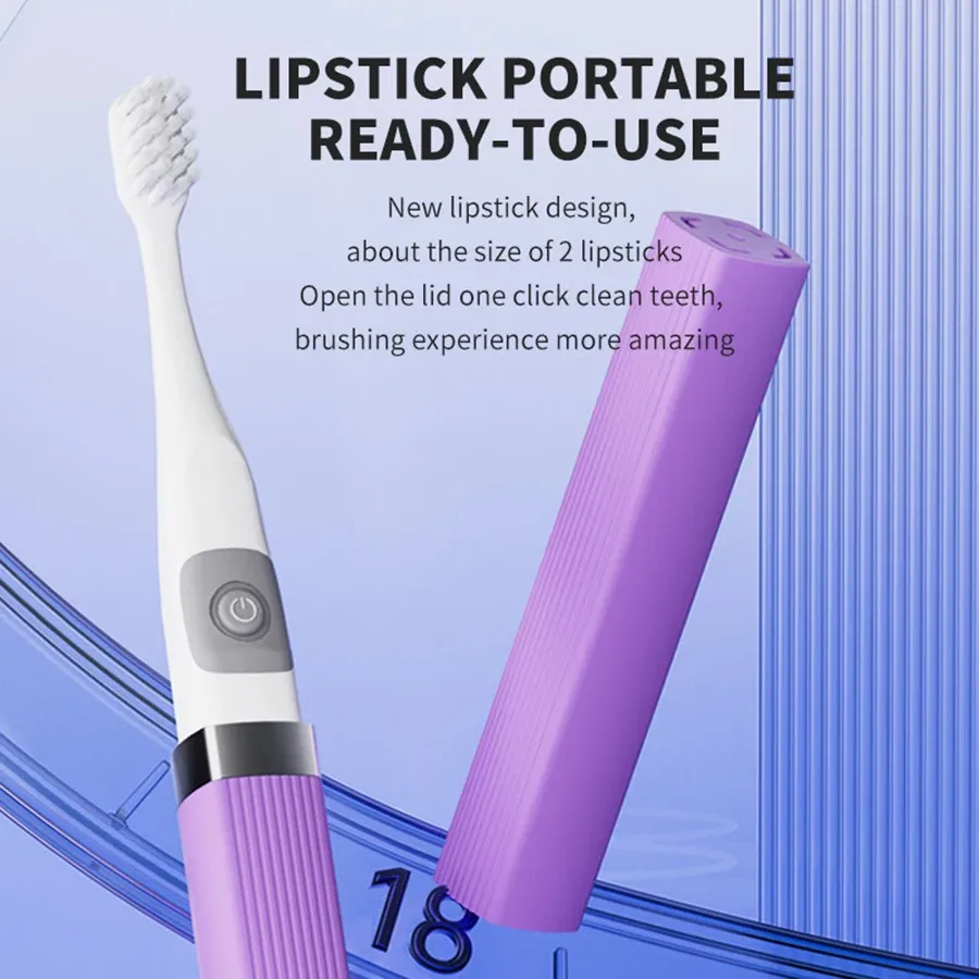 Brosse à dents électrique intelligente compacte et portable, tête ovale, nettoyage en profondeur, étanche IPX7, design moderne 3
