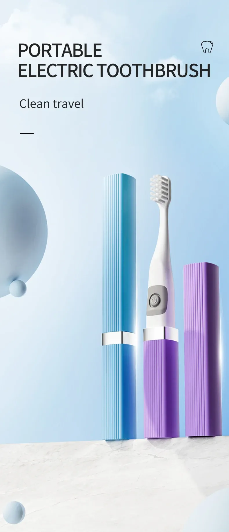 Brosse à dents électrique compacte, vue d'ensemble
