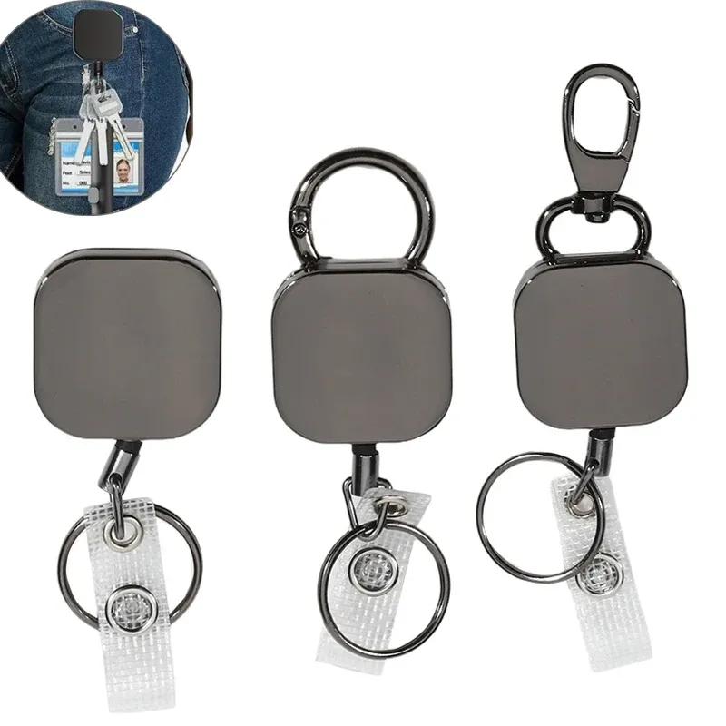 Porte-clés à enrouleur en métal pour carte, clip rétractable, lanière d'identification, porte-badge 6