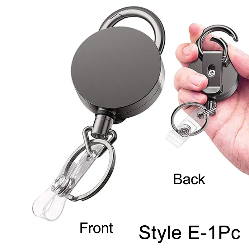 Porte-clés à enrouleur en métal pour carte, clip rétractable, lanière d'identification, porte-badge 8