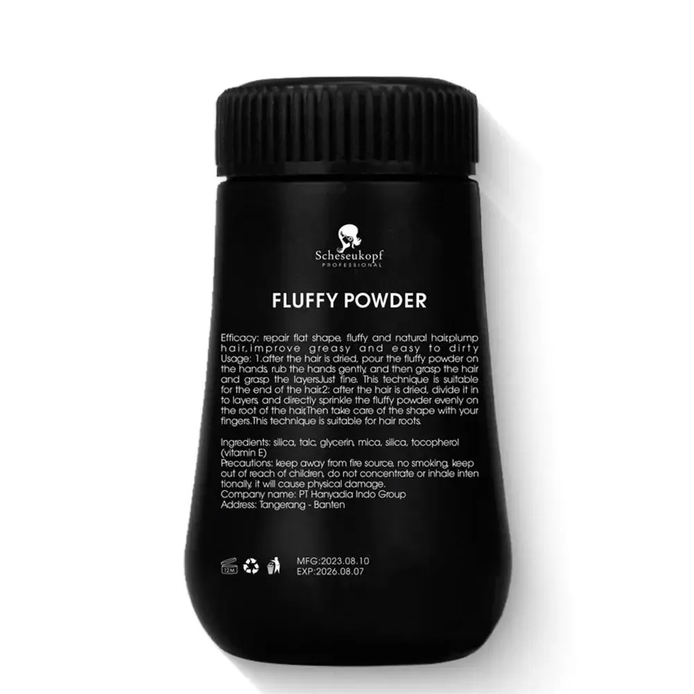 Poudre moelleuse pour cheveux, détail du flacon