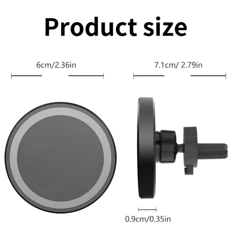 Support de téléphone magnétique pour grille d'aération de voiture, support de chargeur sans fil compatible MagSafe pour iPhone 16, 15, 14, 13 et 12 Pro Max, station de charge rapide pour téléphone portable 6