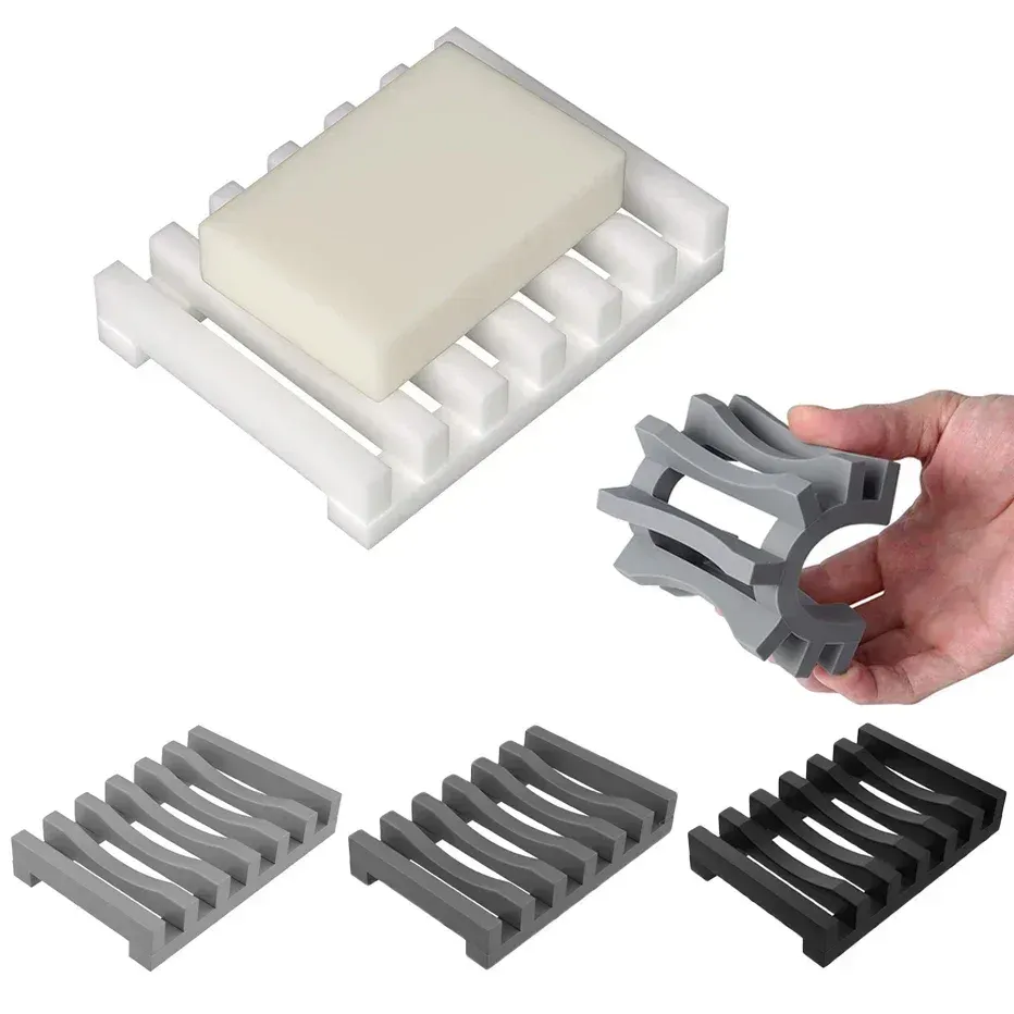 Porte-savon en silicone souple à design creux, support à savon, baignoire, cuisine, égouttoir, porte-éponges, distributeur d'évier