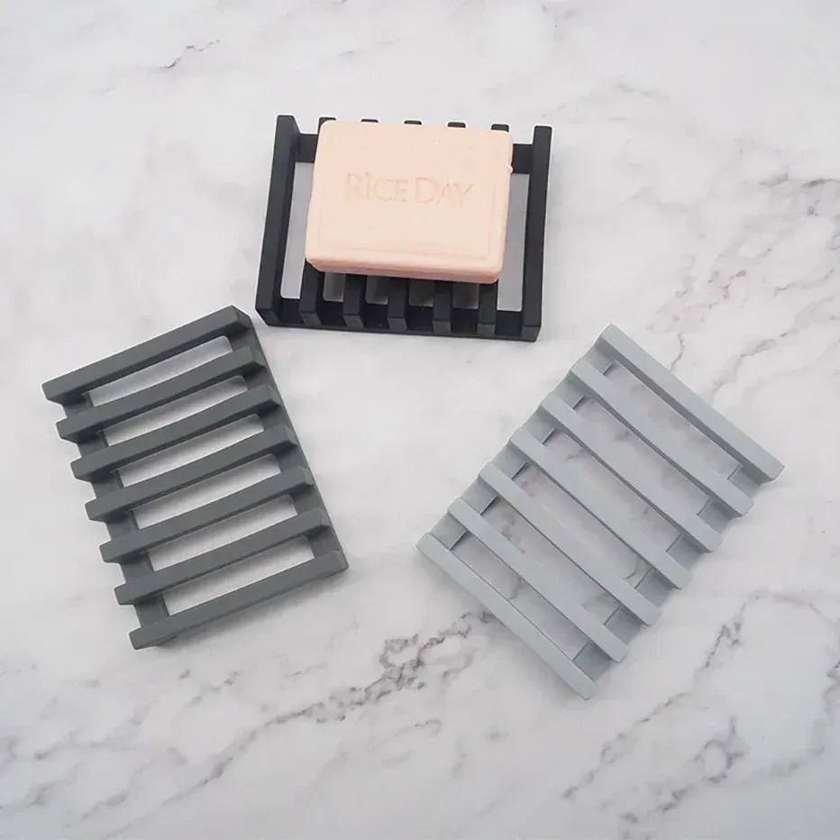 Porte-savon en silicone souple à design creux, support à savon, baignoire, cuisine, égouttoir, porte-éponges, distributeur d'évier 4