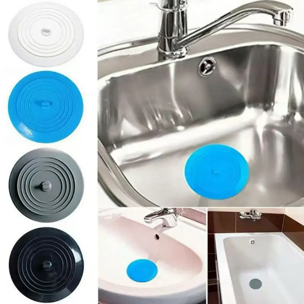Bouchon de baignoire en silicone 15 cm anti-fuite avec filtre à cheveux 2