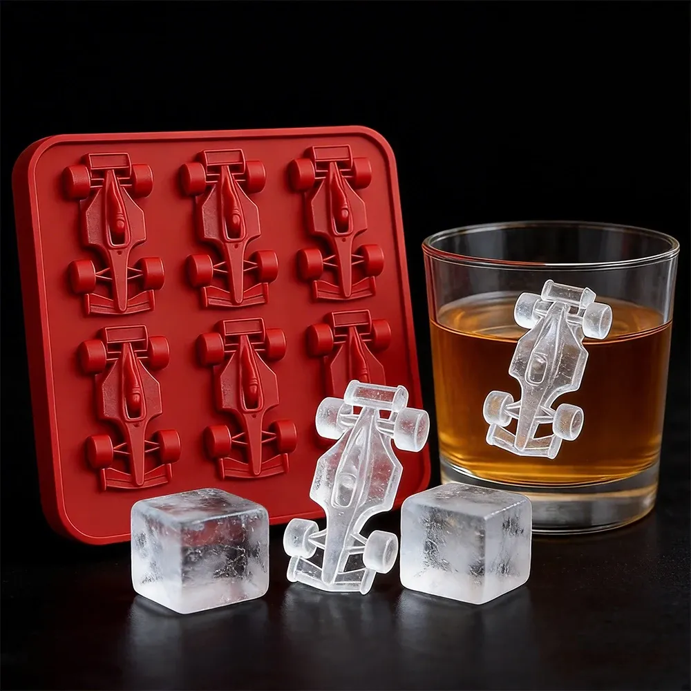 Moule à glaçons en silicone 3D forme de voiture de course F1, 6 cavités
