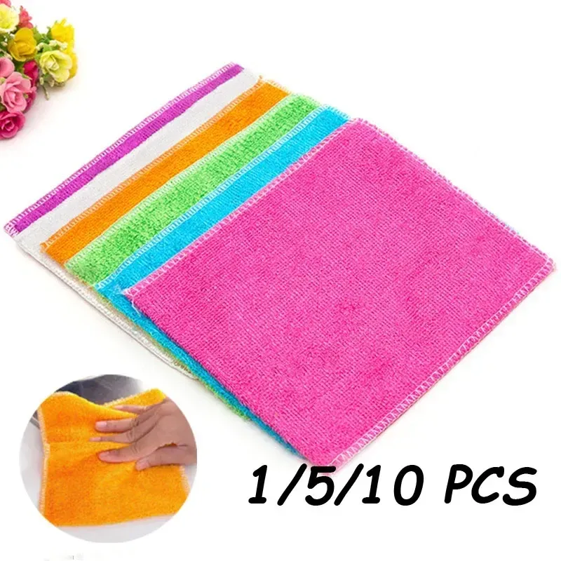 Chiffon de vaisselle en microfibre et fibre de bambou, réutilisable, lavable, anti-graisse, 18 x 23 cm, lot de 1, 5 ou 10 pièces - Image 1