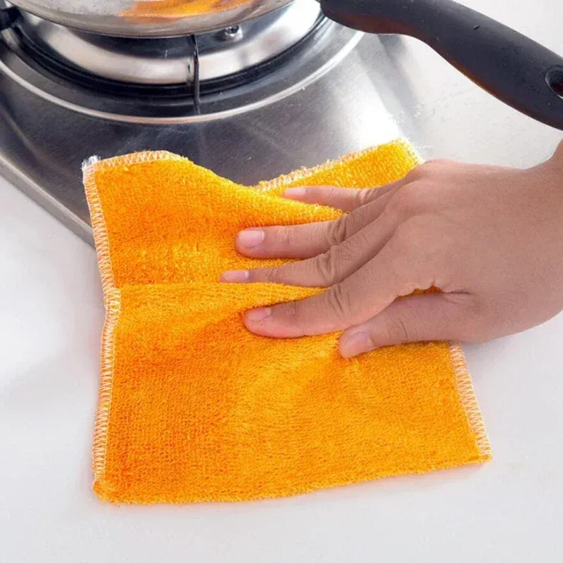 Chiffon de vaisselle en microfibre et fibre de bambou, réutilisable, lavable, anti-graisse, 18 x 23 cm, lot de 1, 5 ou 10 pièces 4