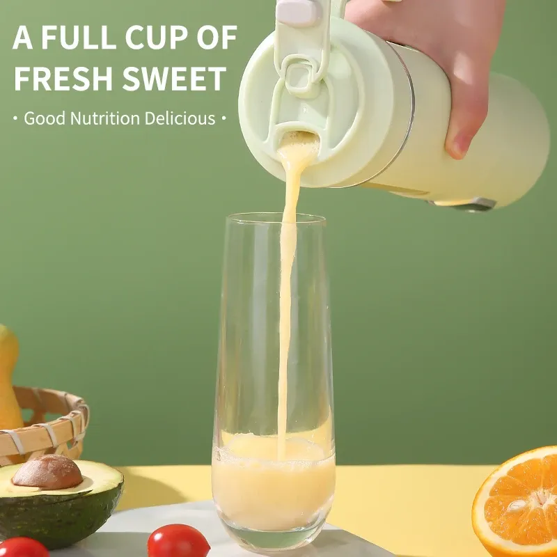 Extracteur de jus portable, mixeur multifonction, presse-agrumes rechargeable par USB, idéal pour smoothies, milkshakes et jus de fruits 4