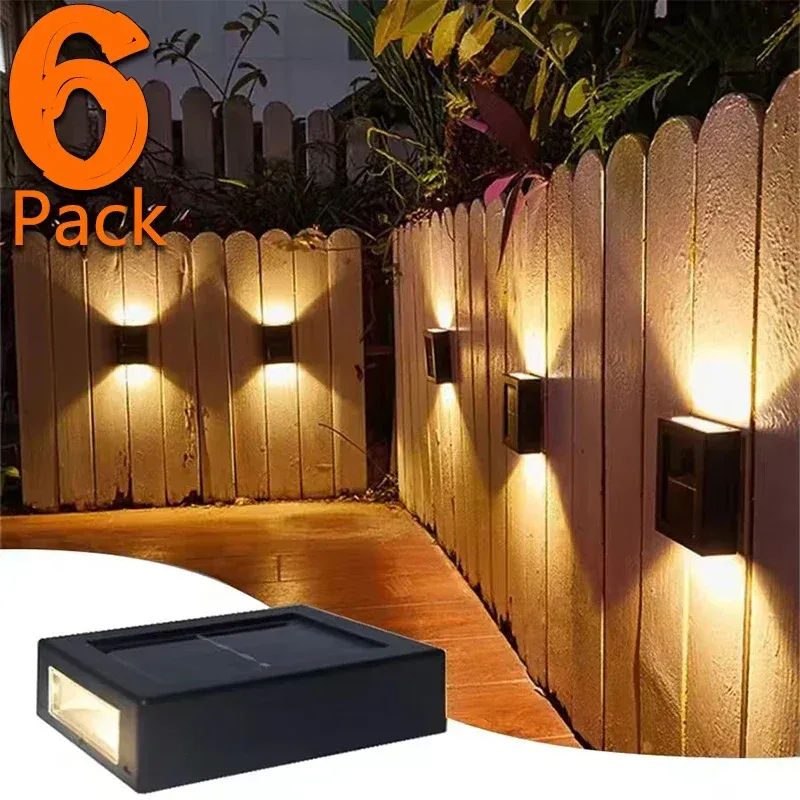 Lampes solaires d'extérieur étanches pour mur, haut et bas, lot de 1 à 6 pièces, idéales pour jardin, allée, balcon, cour, escaliers et clôture