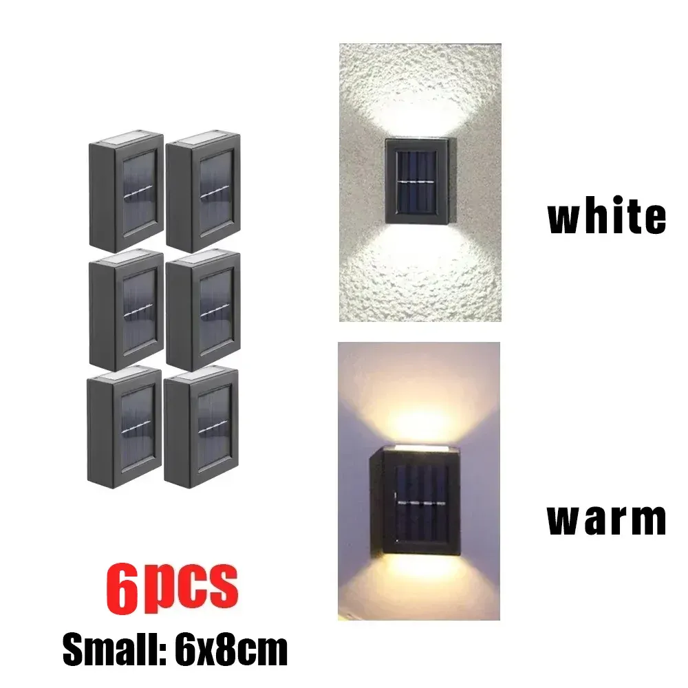 Lampes solaires d'extérieur étanches pour mur, haut et bas, lot de 1 à 6 pièces, idéales pour jardin, allée, balcon, cour, escaliers et clôture 7
