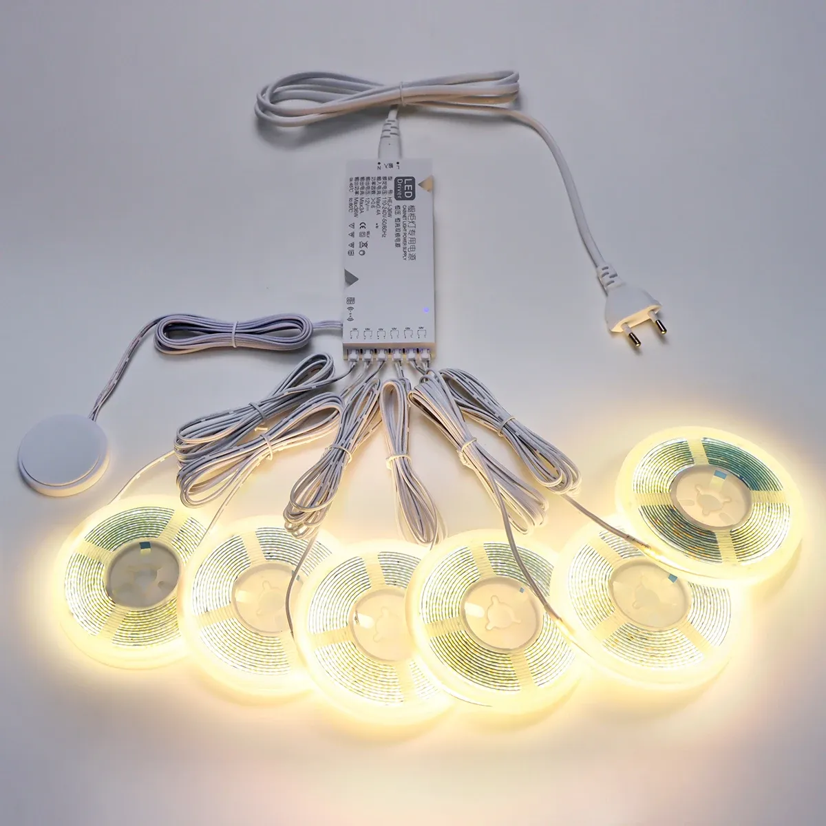 Bande lumineuse LED COB avec capteur de mouvement pour sous-armoire, cuisine et bibliothèque, gradateur tactile, lot de 1 à 6 pièces 4